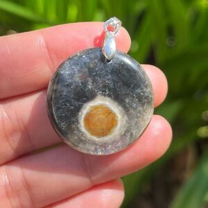 Sterling silver unique black‎ ocean jasper pendant